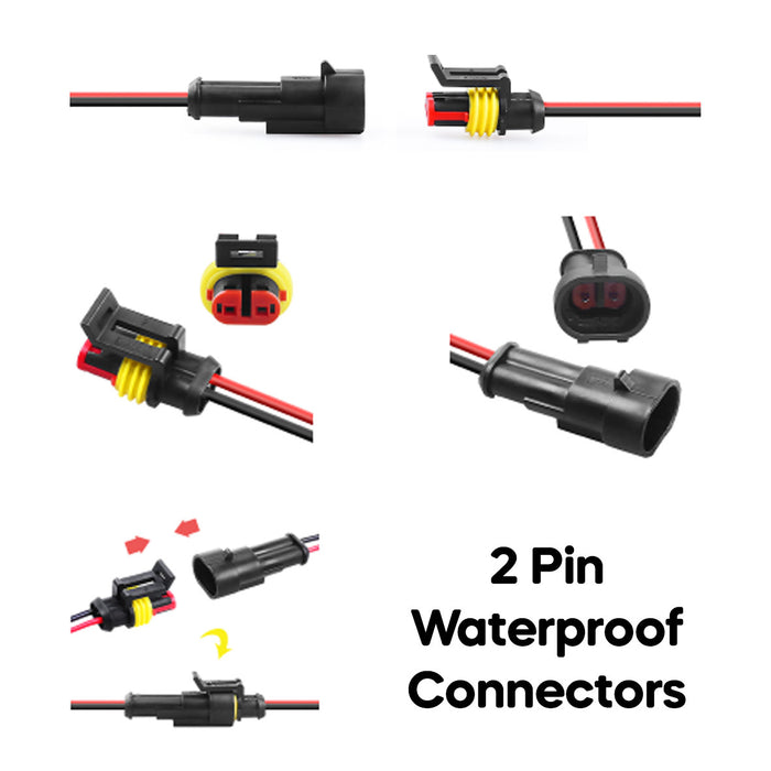 2 Pin Waterproof Connectors, per pair